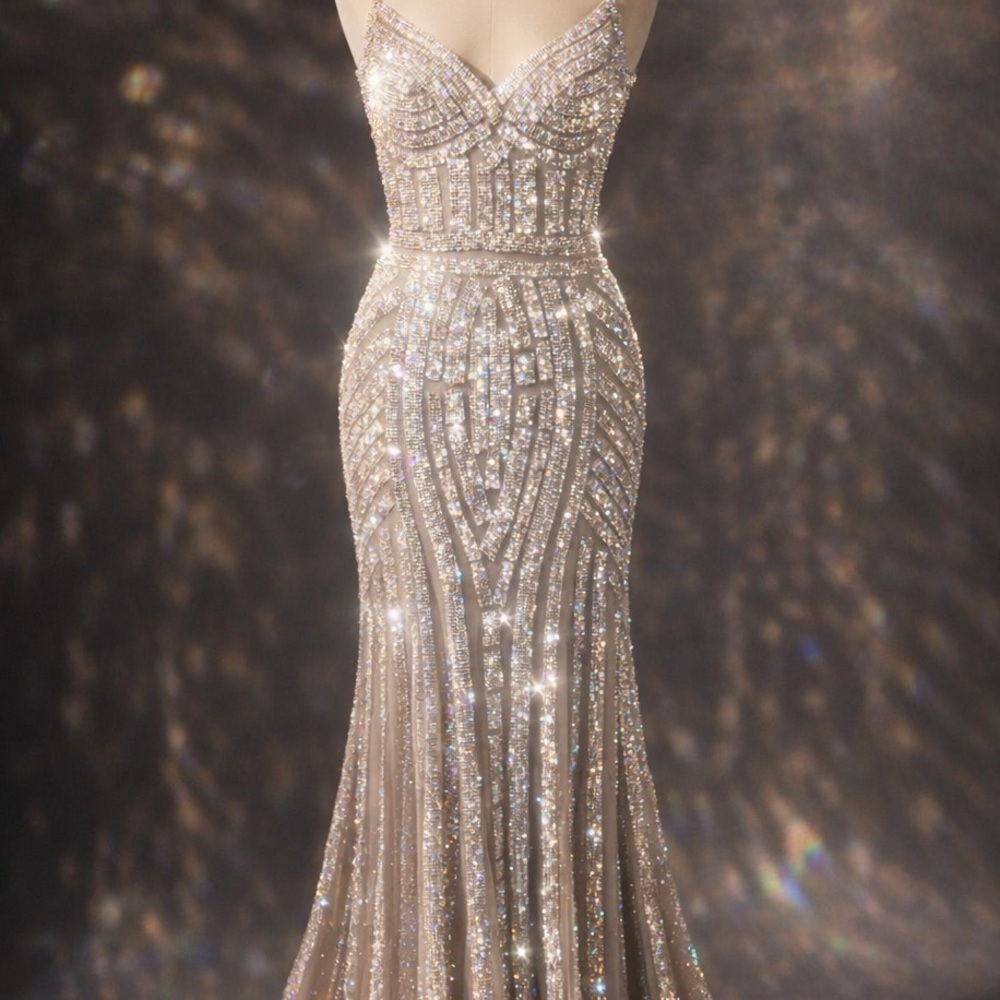 Rhinestone Dress Gown Train Size Small Gala Prom Homecoming Quinceañera Sweet 16